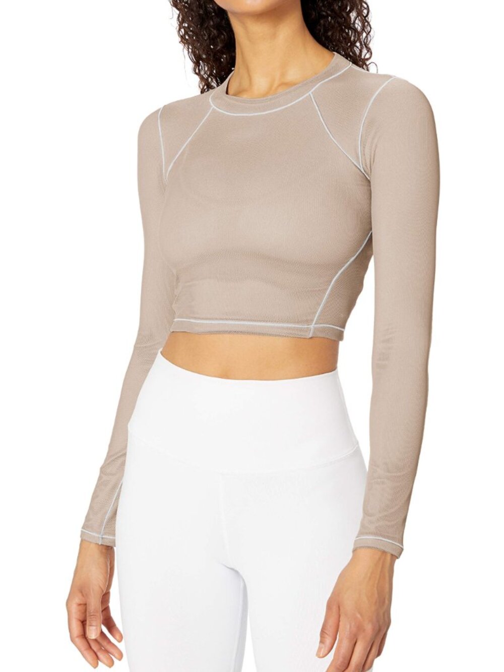 Alo Yoga Women's Vision Long Sleeve Top Active Blouse White / Latte Size XS